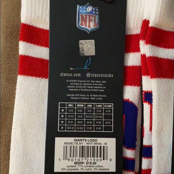 New York Giants Stance Socks NY NFL Football M - Picture 3 of 3